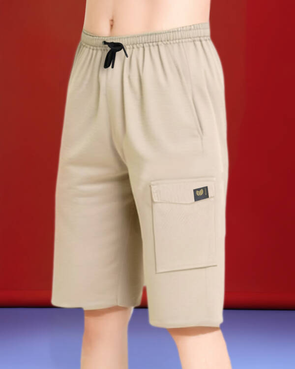 Sandstone Beige Wide Leg Cargo Shorts - Image 2