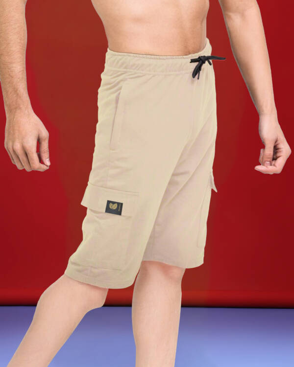 Sandstone Beige Wide Leg Cargo Shorts