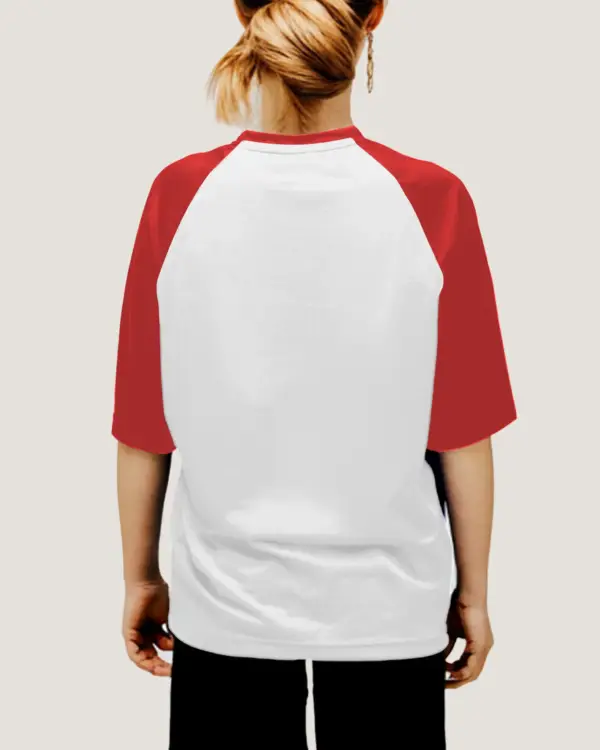 Red Raglan Oversized Plain T-Shirt - Image 2