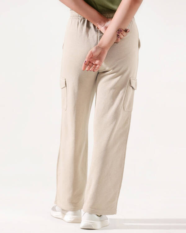 Sandstone Beige Wide Leg Cargo Trouser - Image 3