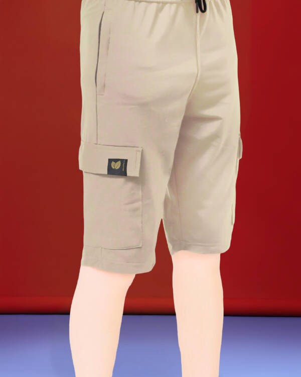 Sandstone Beige Wide Leg Cargo Shorts - Image 3
