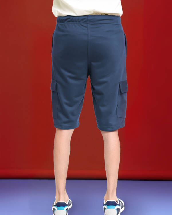 Navy Blue Wide Leg Cargo Shorts - Image 3