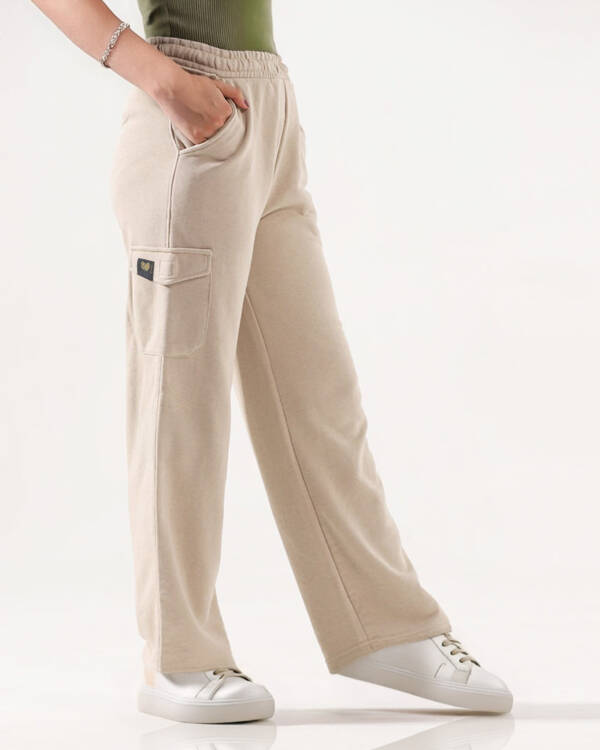 Sandstone Beige Wide Leg Cargo Trouser - Image 5