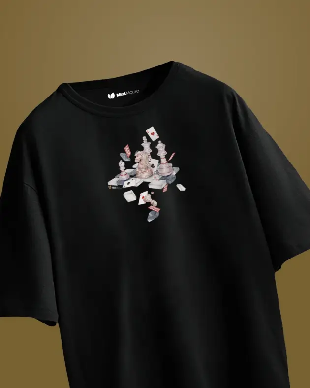 Chess and Cards Oversized T-Shirt Black