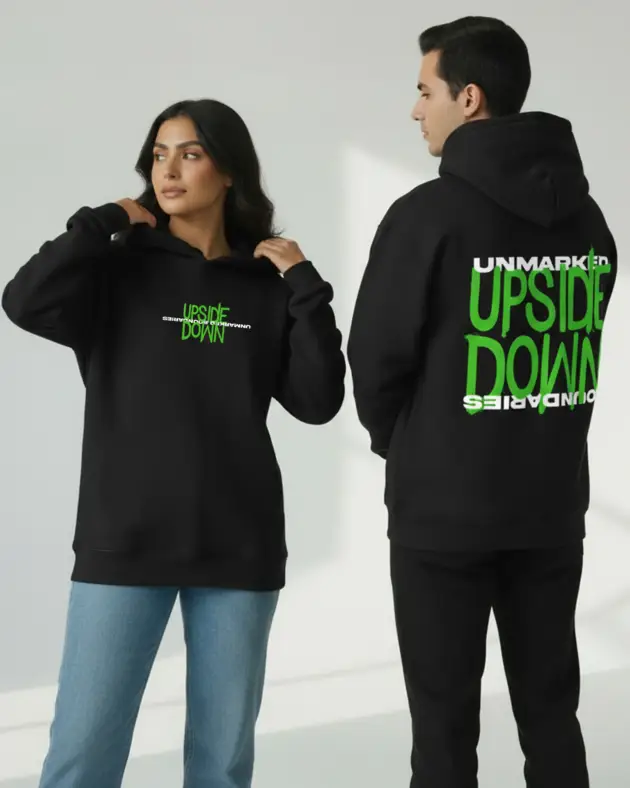 Upside Down Black Oversized Hoodie